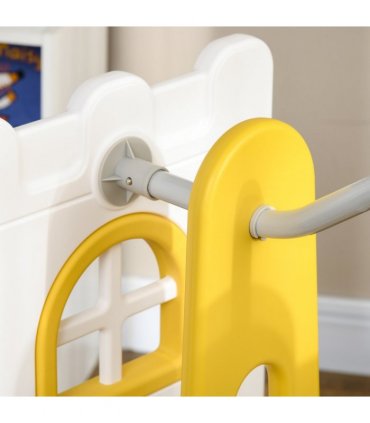 AIYAPLAY 6-in-1 Toddler Climber and Set w/ Basketball Hoop, Telescope Yellow