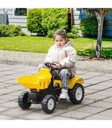 HOMCOM Ride on Tractor No Power for Kids with Manual Control Bucket