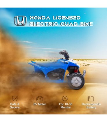 AIYAPLAY Honda Licensed Kids Electric Quad Bike 6V ATV 1.5-3 Years Blue