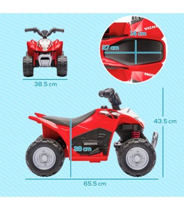 AIYAPLAY Honda Licensed Kids Electric Quad Bike 6V ATV 1.5-3 Years Red