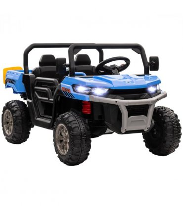 HOMCOM 12V Two-Seater Kids Electric Ride-On Car w/ Electric Bucket - Blue