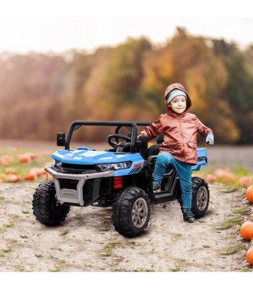 HOMCOM 12V Two-Seater Kids Electric Ride-On Car w/ Electric Bucket - Blue
