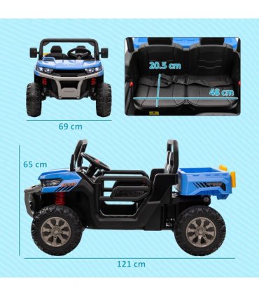 HOMCOM 12V Two-Seater Kids Electric Ride-On Car w/ Electric Bucket - Blue