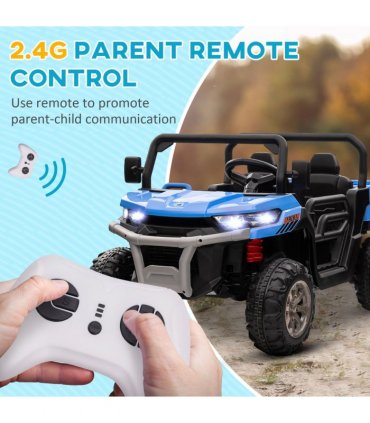 HOMCOM 12V Two-Seater Kids Electric Ride-On Car w/ Electric Bucket - Blue
