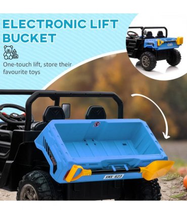 HOMCOM 12V Two-Seater Kids Electric Ride-On Car w/ Electric Bucket - Blue