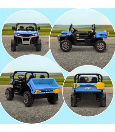 HOMCOM 12V Two-Seater Kids Electric Ride-On Car w/ Electric Bucket - Blue