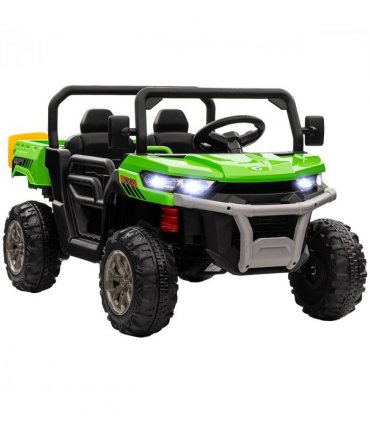 HOMCOM 12V Two-Seater Kids Electric Ride-On Car w/ Electric Bucket - Green
