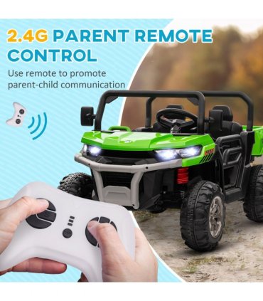 HOMCOM 12V Two-Seater Kids Electric Ride-On Car w/ Electric Bucket - Green