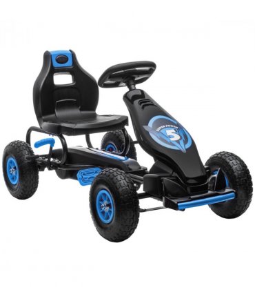 HOMCOM Children Pedal Go Kart w/ Adjustable Seat, Rubber Wheels, Brake, Blue