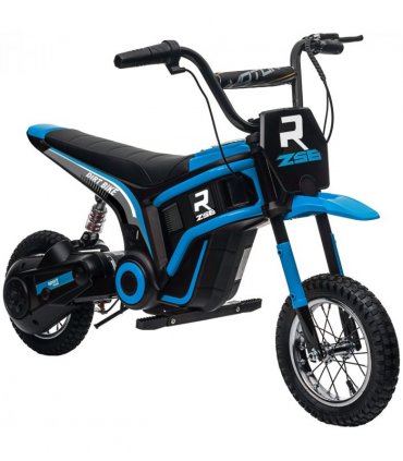 HOMCOM 24V Kids Electric Motorbike with Twist Grip Throttle, Music, Horn - Blue