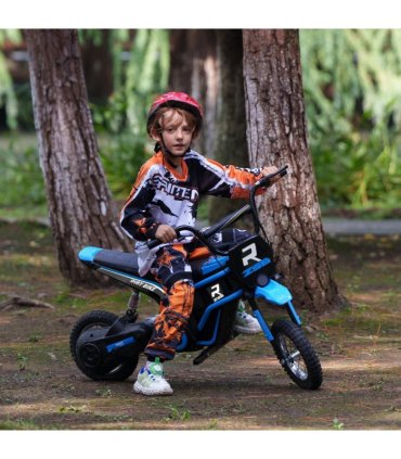 HOMCOM 24V Kids Electric Motorbike with Twist Grip Throttle, Music, Horn - Blue
