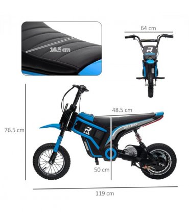 HOMCOM 24V Kids Electric Motorbike with Twist Grip Throttle, Music, Horn - Blue