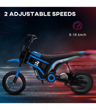 HOMCOM 24V Kids Electric Motorbike with Twist Grip Throttle, Music, Horn - Blue