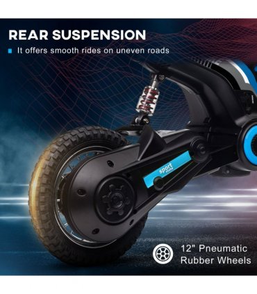 HOMCOM 24V Kids Electric Motorbike with Twist Grip Throttle, Music, Horn - Blue