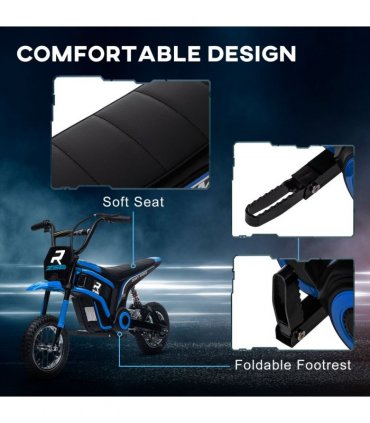 HOMCOM 24V Kids Electric Motorbike with Twist Grip Throttle, Music, Horn - Blue