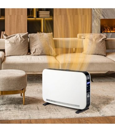 HOMCOM Portable Convector Heater with 24H Timer Adjustable Temperature White