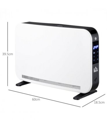 HOMCOM Portable Convector Heater with 24H Timer Adjustable Temperature White