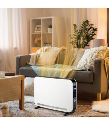 HOMCOM Portable Convector Heater with 24H Timer Adjustable Temperature White