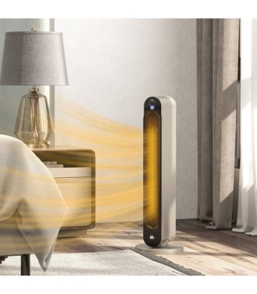 HOMCOM 2200W Ceramic Heater for Home with Remote Control, 12H Timer, Silver