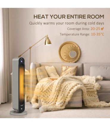 HOMCOM 2200W Ceramic Heater for Home with Remote Control, 12H Timer, Silver