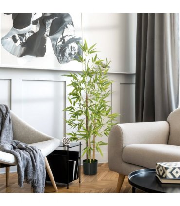 HOMCOM Artificial Plant Bamboo Artificial Tree Height 120 cm with Pot