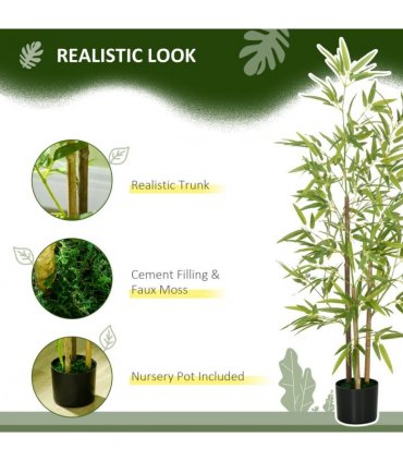 HOMCOM Artificial Plant Bamboo Artificial Tree Height 120 cm with Pot