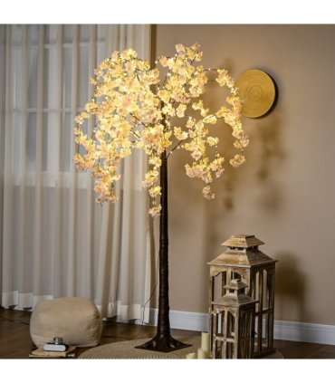 HOMCOM 180cm Cherry Blossom Tree Light with 350 LED Lights Fake Sakura Tree