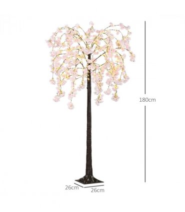 HOMCOM 180cm Cherry Blossom Tree Light with 350 LED Lights Fake Sakura Tree