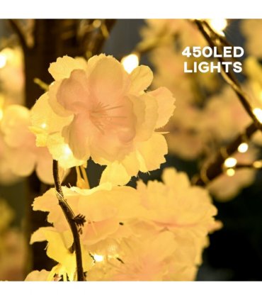 HOMCOM 180cm Cherry Blossom Tree Light with 350 LED Lights Fake Sakura Tree