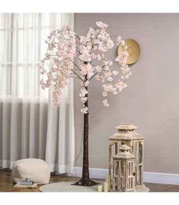 HOMCOM 180cm Cherry Blossom Tree Light with 350 LED Lights Fake Sakura Tree