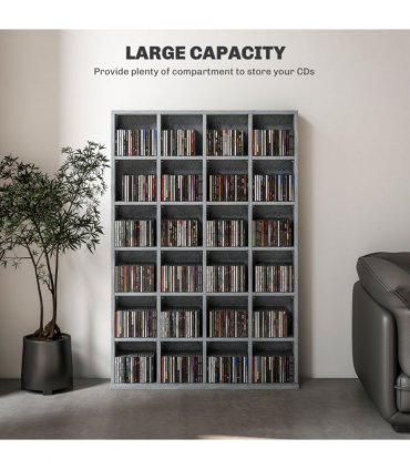 HOMCOM DVD CD Media Storage Rack, Video Display Unit, 89 x 130.5 cm, Grey