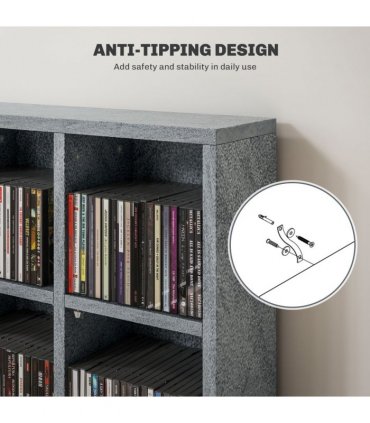 HOMCOM DVD CD Media Storage Rack, Video Display Unit, 89 x 130.5 cm, Grey
