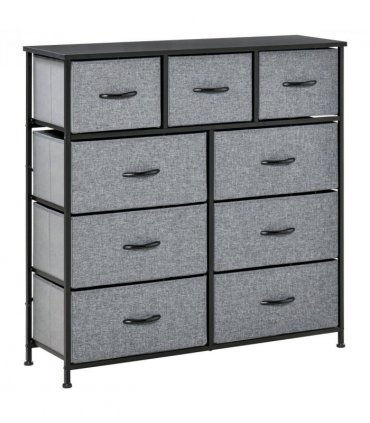 HOMCOM 9 Drawers Storage Chest Dresser Organizer Unit w/ Foldable Bin