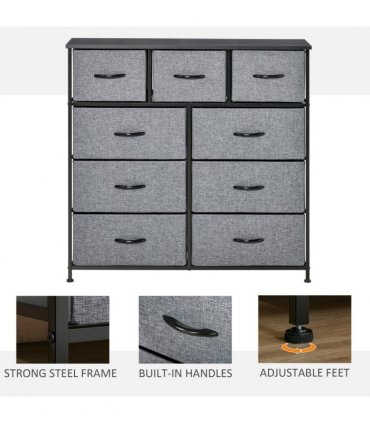 HOMCOM 9 Drawers Storage Chest Dresser Organizer Unit w/ Foldable Bin