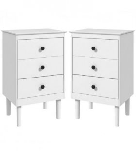 HOMCOM Bedside Table Set of 2, Bedside Cabinet w/ 3 Drawers, Modern Side Table,