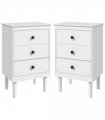 HOMCOM Bedside Table Set of 2, Bedside Cabinet w/ 3 Drawers, Modern Side Table,