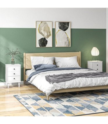 HOMCOM Bedside Table Set of 2, Bedside Cabinet w/ 3 Drawers, Modern Side Table,