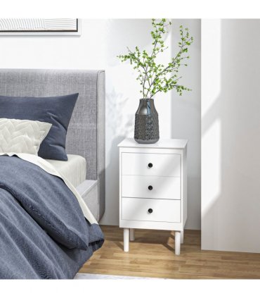 HOMCOM Bedside Table Set of 2, Bedside Cabinet w/ 3 Drawers, Modern Side Table,