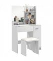 HOMCOM Dressing Table and Stool Set, with Storage - White