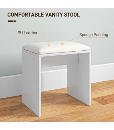 HOMCOM Dressing Table and Stool Set, with Storage - White
