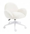 HOMCOM Fluffy Leisure Chair Office Chair with Backrest Wheels Cream White