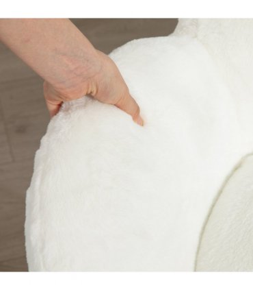 HOMCOM Fluffy Leisure Chair Office Chair with Backrest Wheels Cream White