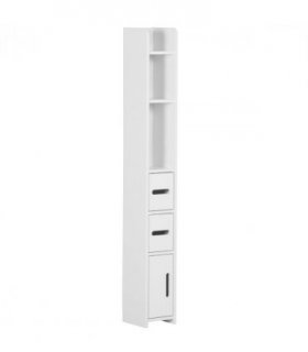 kleankin Freestanding Bathroom Cabinet w/ Open Shelves 3 Cupboards, White