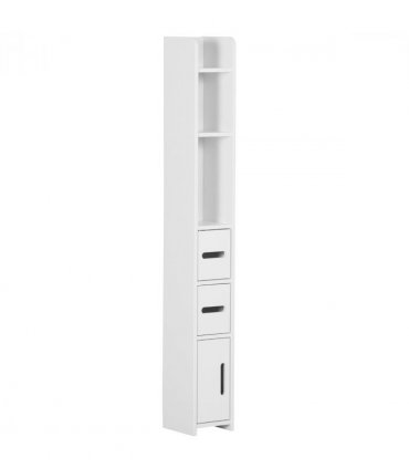 kleankin Freestanding Bathroom Cabinet w/ Open Shelves 3 Cupboards, White