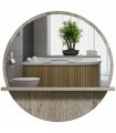 kleankin Round Mirror for Wall Makeup Mirror with Shelf Grey Wood Effect