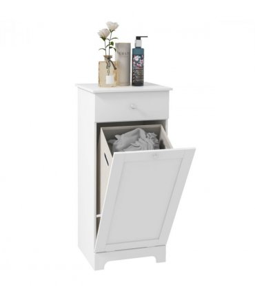 HOMCOM Single Hamper Laundry Storage Cabinet - White