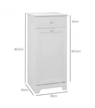 HOMCOM Single Hamper Laundry Storage Cabinet - White