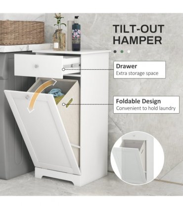 HOMCOM Single Hamper Laundry Storage Cabinet - White