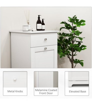 HOMCOM Single Hamper Laundry Storage Cabinet - White