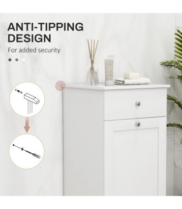 HOMCOM Single Hamper Laundry Storage Cabinet - White